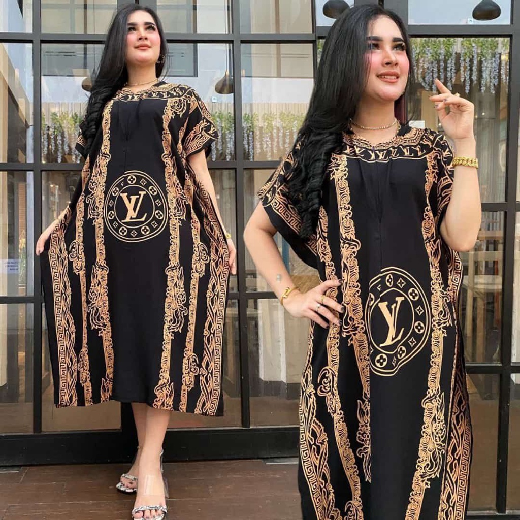 Daster Kekinian Jumbo Lowo Rayon Premium Dress Wanita Lengan Pendek Busui Baju Batik LD 120