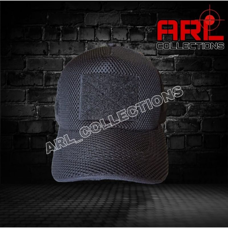 topi jala army double mes hitam / topi jaring velcro tactical