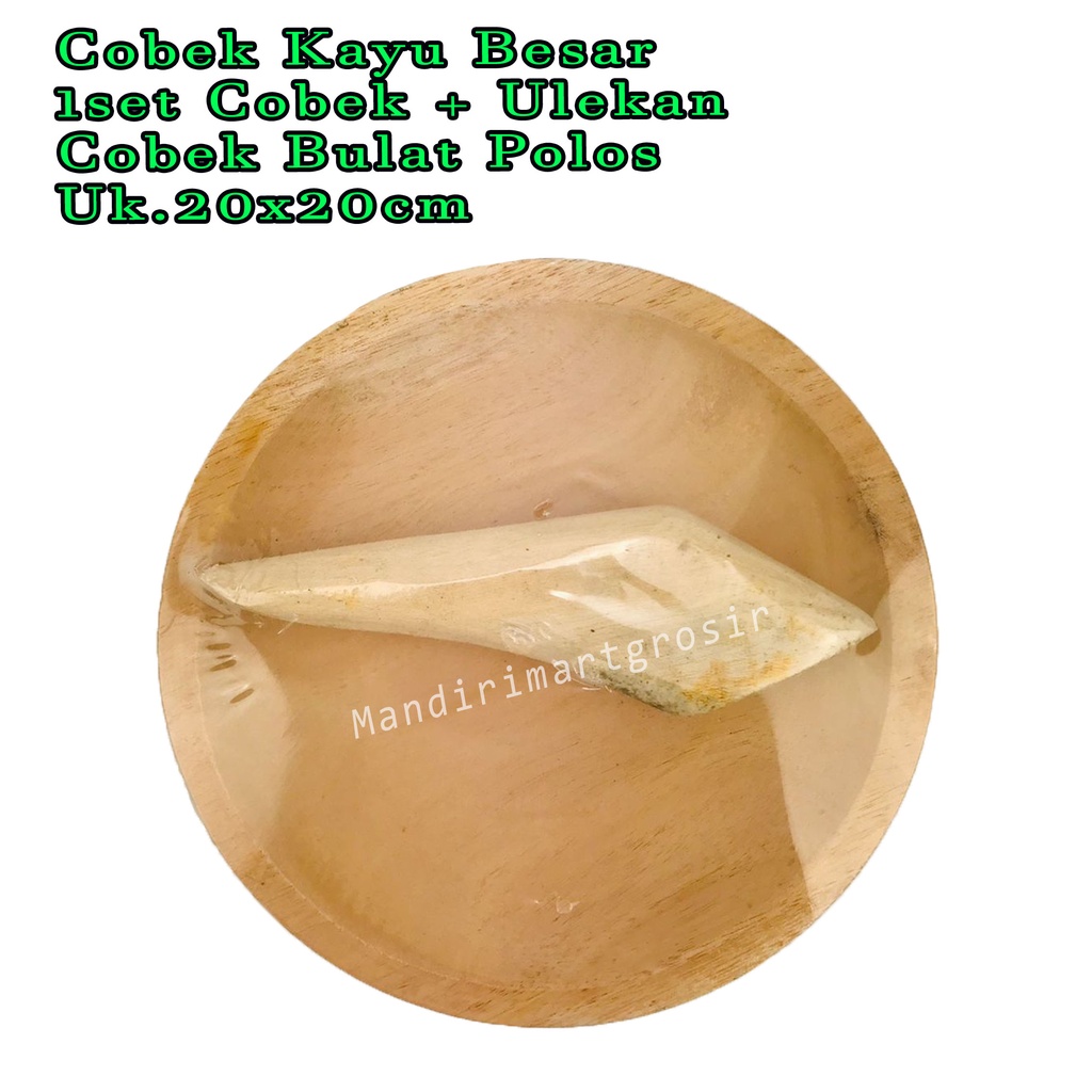 1set Cobek + Ulekan *Cobek Kayu Besar * Cobek Bulat Polos * Uk.20x20cm