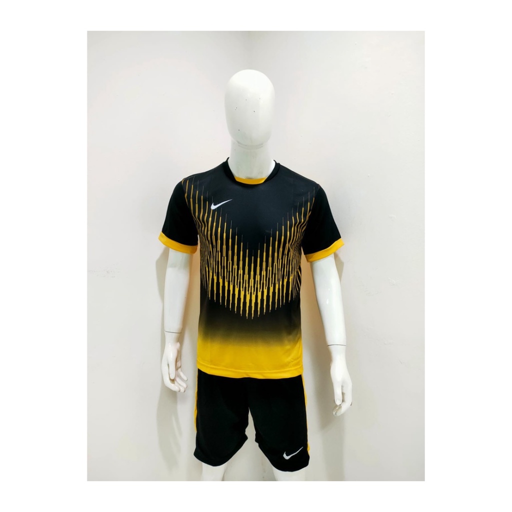 jersey futsal pria kaos sepak bola baju dan celana setelan wanita dewasa t-shirt outfit seragam jarsey kostum olahraga pakaian apparel print sport jersy soccer casual jersi suit NK161 gold