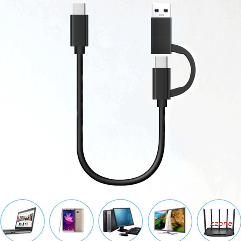 Zzz 2 in 1 Kabel Data / Charger USB 3.0 Tipe C Ke Tipe-C 10Gbps Panjang 30cm