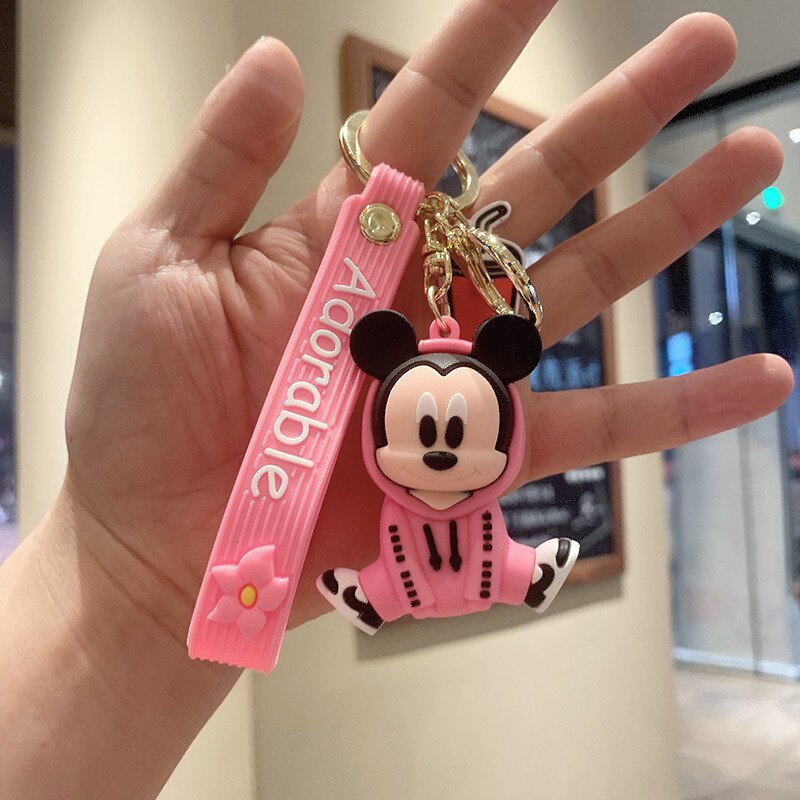 Mouse Piakchu Figure Doll Key Chain For Girls Bag Charms Car Pendant Keyrings Cartoon Stitch Mickey Minnie Keychains