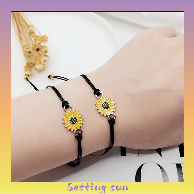 2 Pcs Korean Fashion Gelang Tali Ersahabatan Anyaman Krisan Bunga Matahari Fashion TN