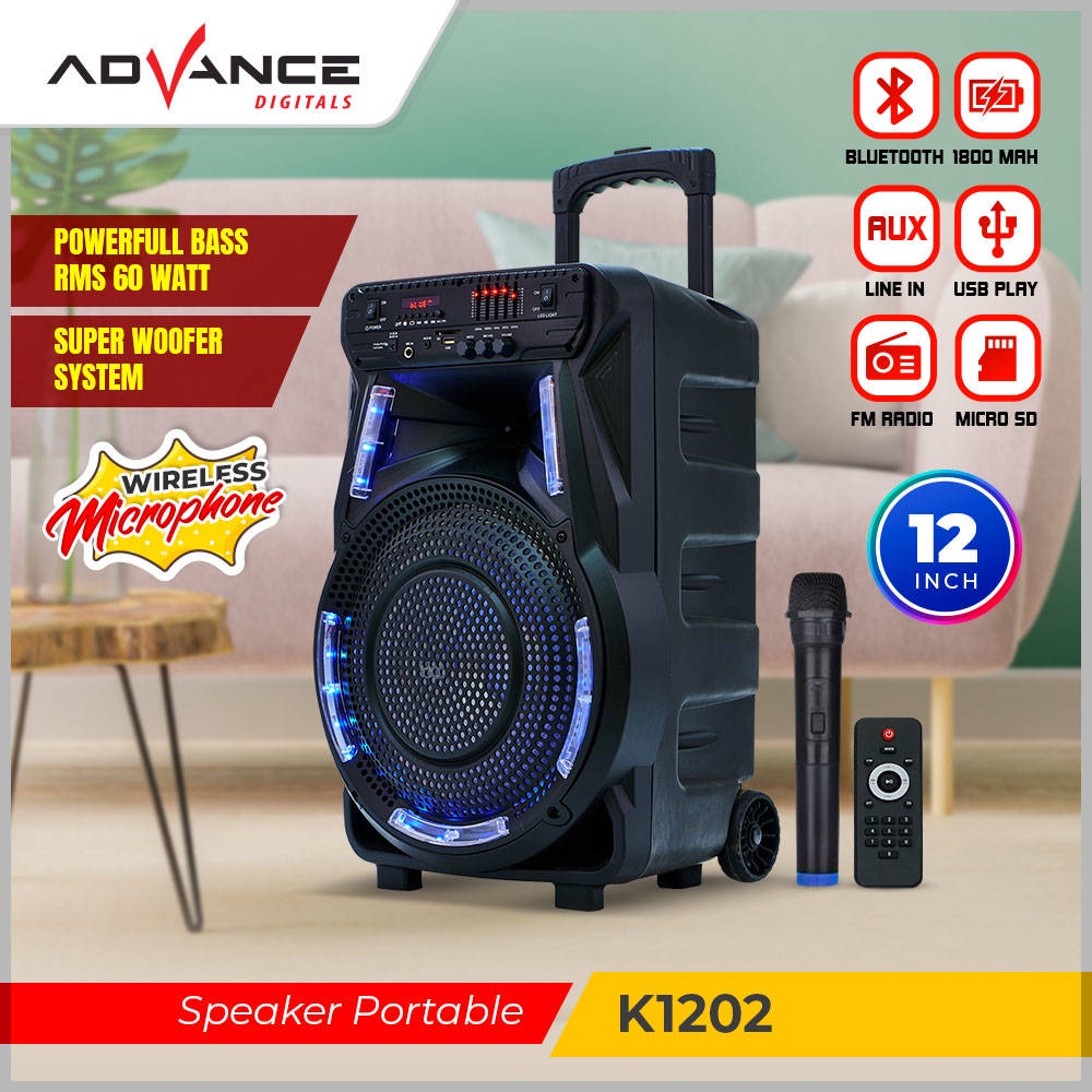 【READY STOCK】 Advance K1202 Speaker Meeting Portable Ukuran 12 Inchi woofer + tweeter