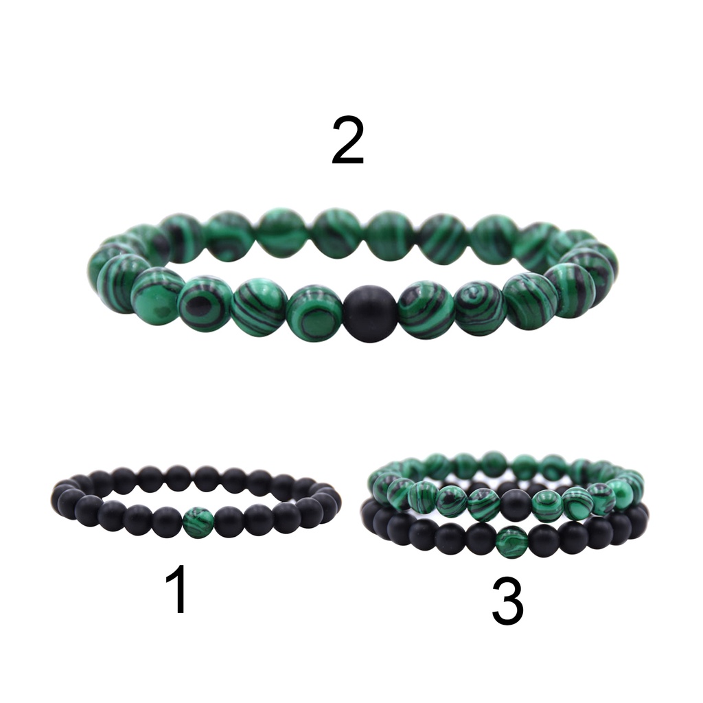 Hu Hu Hu Hu Hu Alat Bantu Pasang Kacamata♡ 1 / 2Pcs Gelang Manik-Manik Batu Malachite Imitasi Diameter 8mm Elastis Untuk Unisex