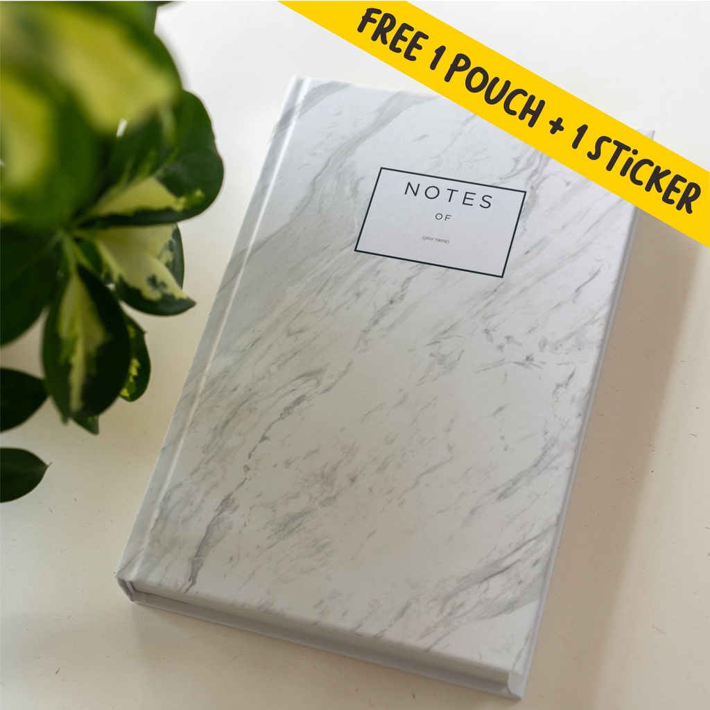 Notebook Agenda, Dotted, dan Polos Marble Putih