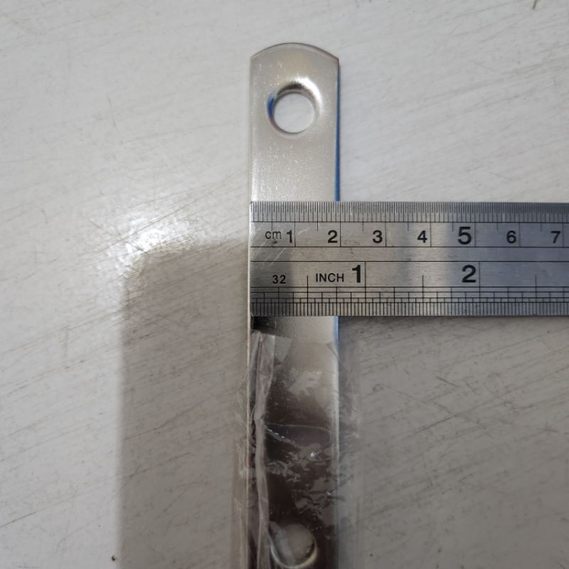 plat besi bolong crome panjang 38cm serbaguna universal tebal 2,5mm lebar 2cm