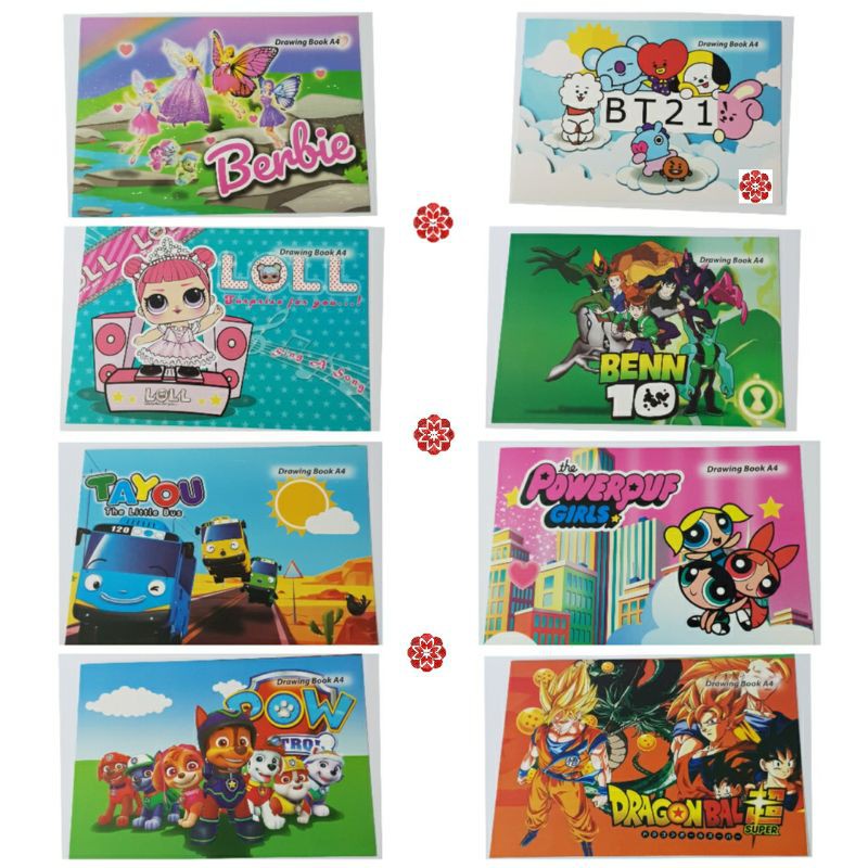 Buku Gambar A4 Fancy Lucu Cewe Cowo Mix Motif Random (10 buku)