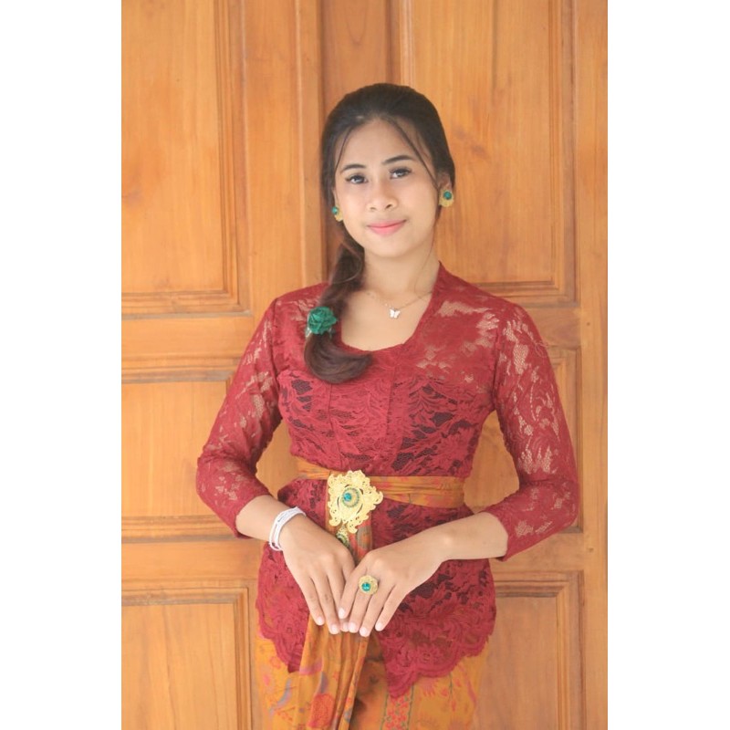 (Bisa COD) kebaya bali brokat strait sofia lengan panjang-3
