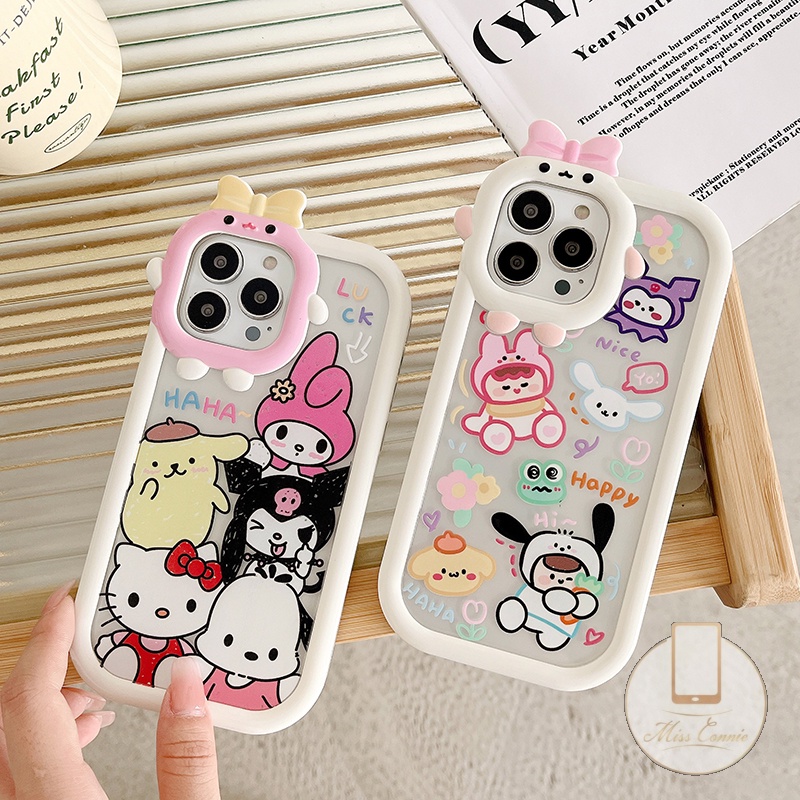 Soft Case TPU Motif Kartun Kucing / Monster / Kelinci 3D Untuk IPhone 11 13 12 14 Pro MAX 6 6S 7 8 Plus XR X XS MAX