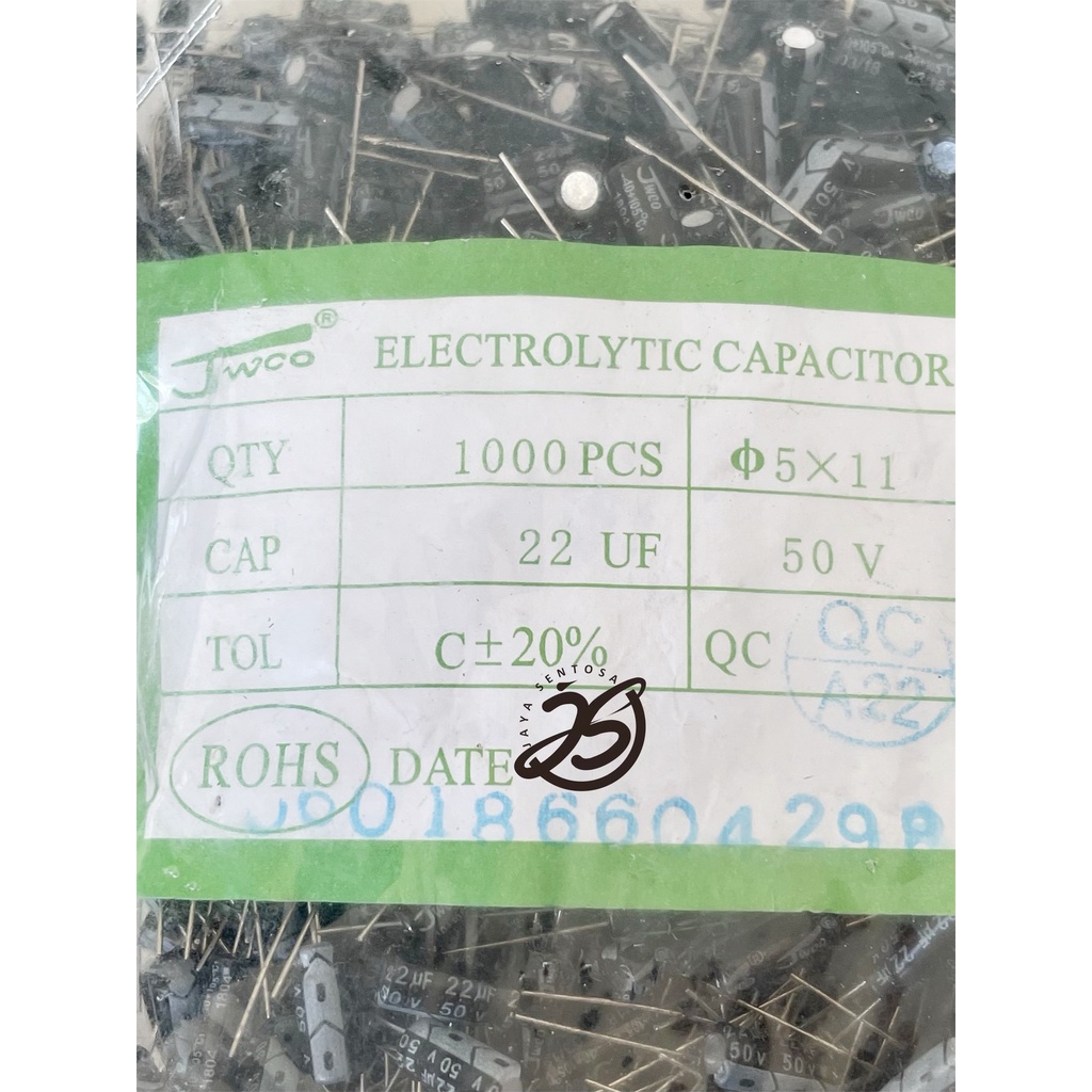 ELCO 22UF 50V (1 BUAH) KAPASITOR CAPACITOR ELCO KAPASITOR ELKO KAPASITOR 22 UF 50 V