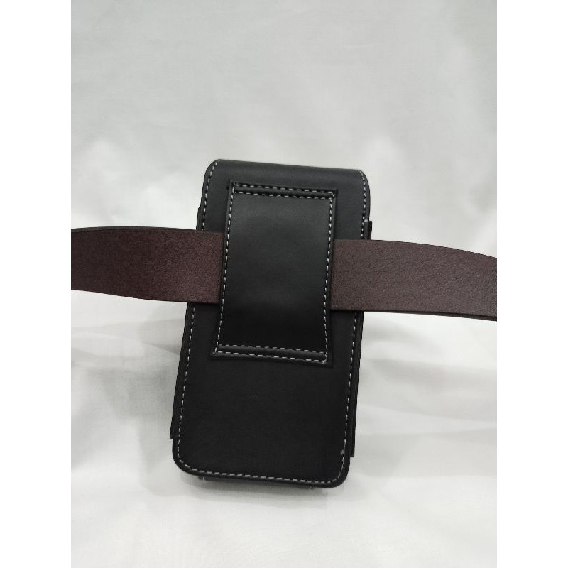 sarung hp pinggang 2 slot + sabuk gesper pria Leather