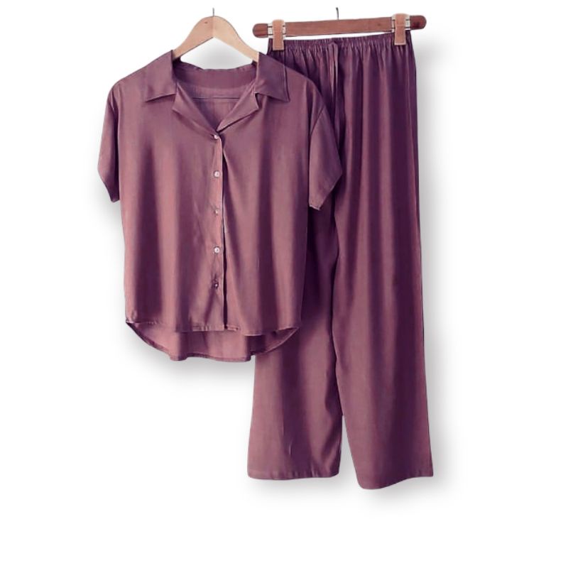 PIYAMA | BAJU TIDUR WANITA | SETELAN WANITA | PIYAMA WANITA | PIYAMA RAYON | PAJAMAS | PIYAMA JUMBO-Violet