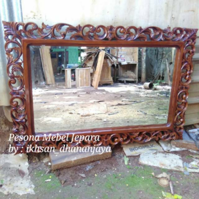 Frame Atau Bingkai Atau Pigura Cermin Ukir Waru Kayu Jati 120 Cm Shopee Indonesia