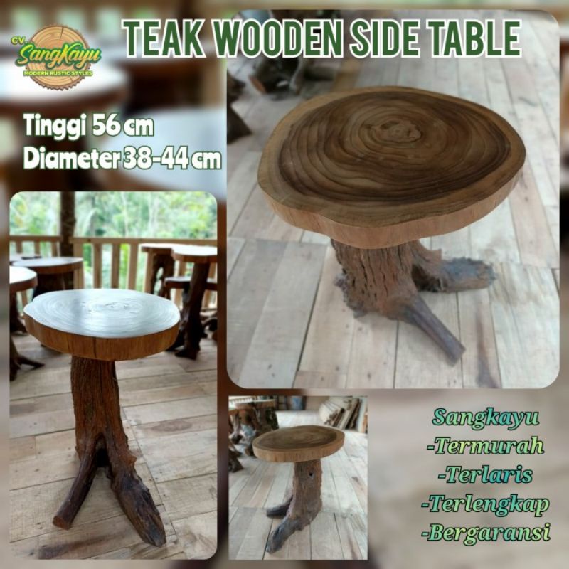 Meja kayu jati unik amazing teak wood wooden table Coffeetable side 19