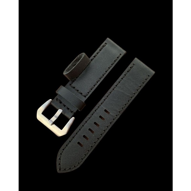 Strap Tali Jam Tangan Kulit Sapi Asli Hitam Full hitam