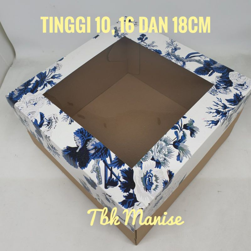 

Box Kue Blue Flower Mika 25x25cm / Dus Kue / Kardus Kue / Cake Box
