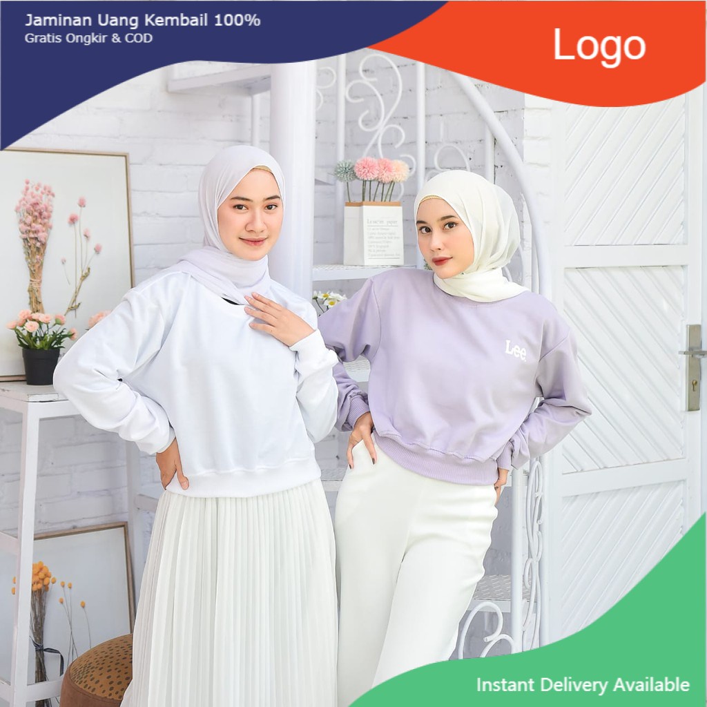 [ COD ] Sweater Crop LEE BASIC Sweater wanita Bahan Flece Lembut Dan Tebal Ukuran Allsize