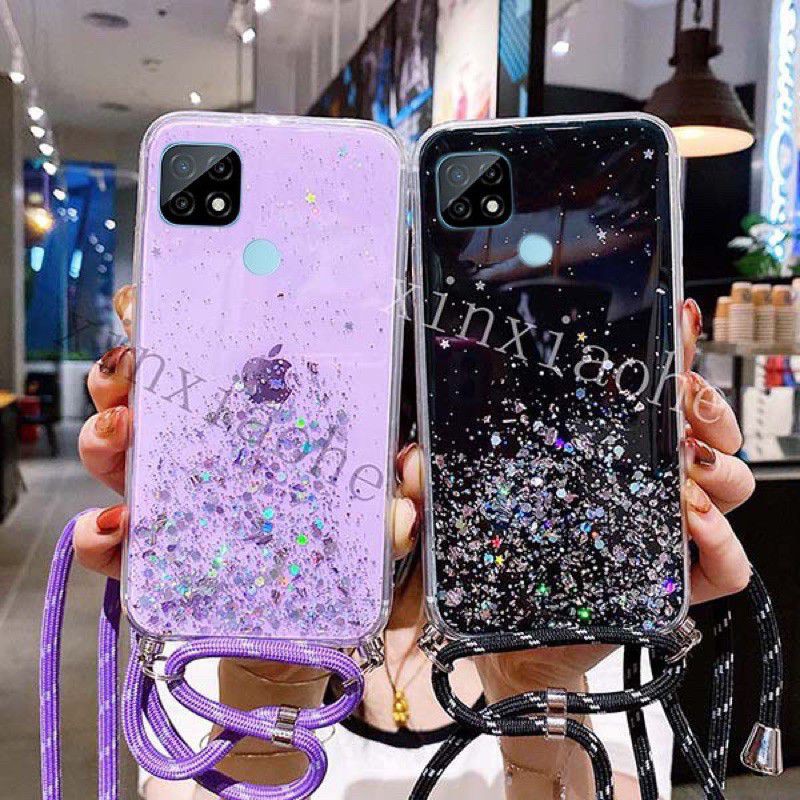 Case Tali Nagita Realme Narzo 30A C11 C12 C15 C20 C20A C21 C21Y C25 C25S 2021 Lanyard Glitter Gantungan