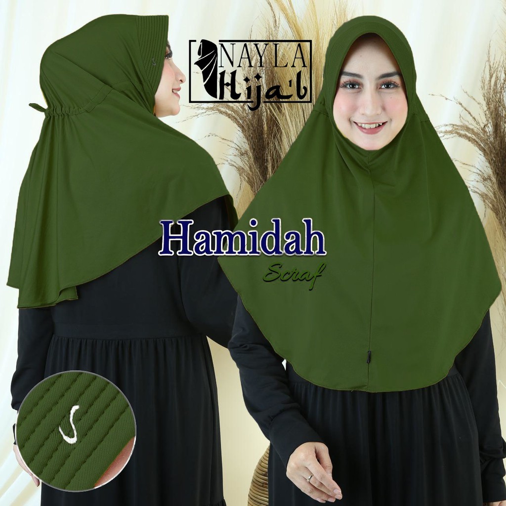 Jilbab Bergo Terbaru Kerudung Instan Serut Hamidah Polos Hijab Instan Serut Hamidah RUMAH HIJA'B-ARMY