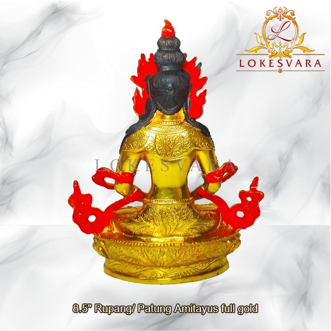 Patung Rupang Arca Logam Amitayus 8.5inch Full Gold