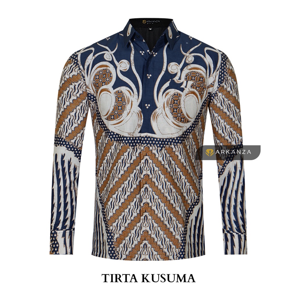 BATIK ARKANZA Motif TIRTA KUSUMA Hem Atasan Kemeja Baju Batik Pria Cowok Laki Laki Slimfit Full Lapis Furing Lengan Panjang Lengan Pendek Original Asli