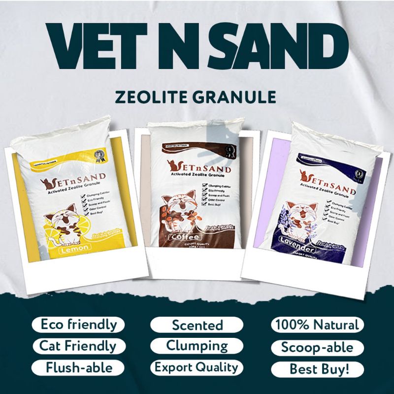 VETSAND pasir kucing WANGI LAVENDER KOPI LEMON 20kg catlitter gumpal granule termurah zeolit