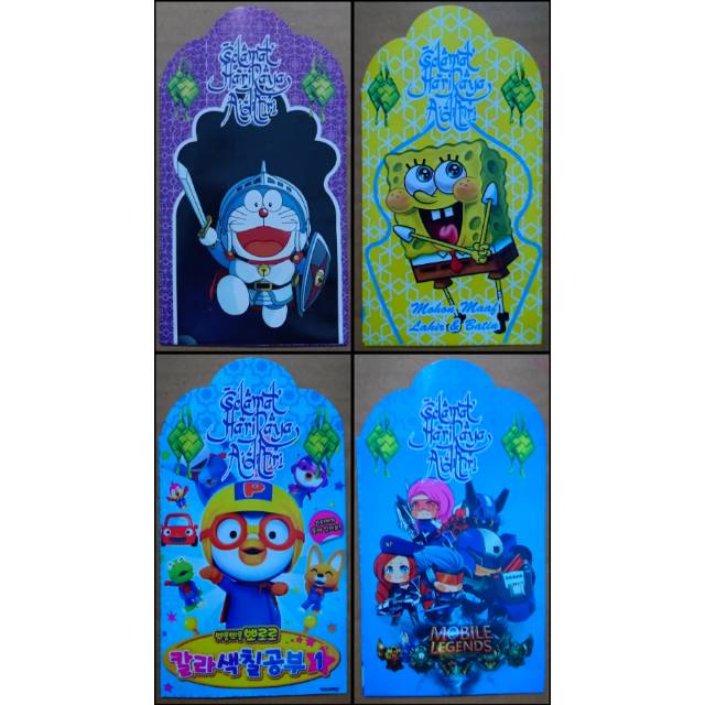 

Amplop lebaran, angpao karakter lucu, 8 lembar