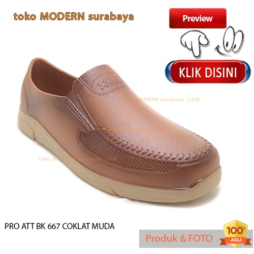 Sepatu pria casual slip on karet anti air PRO ATT BK 667 COKLAT MUDA