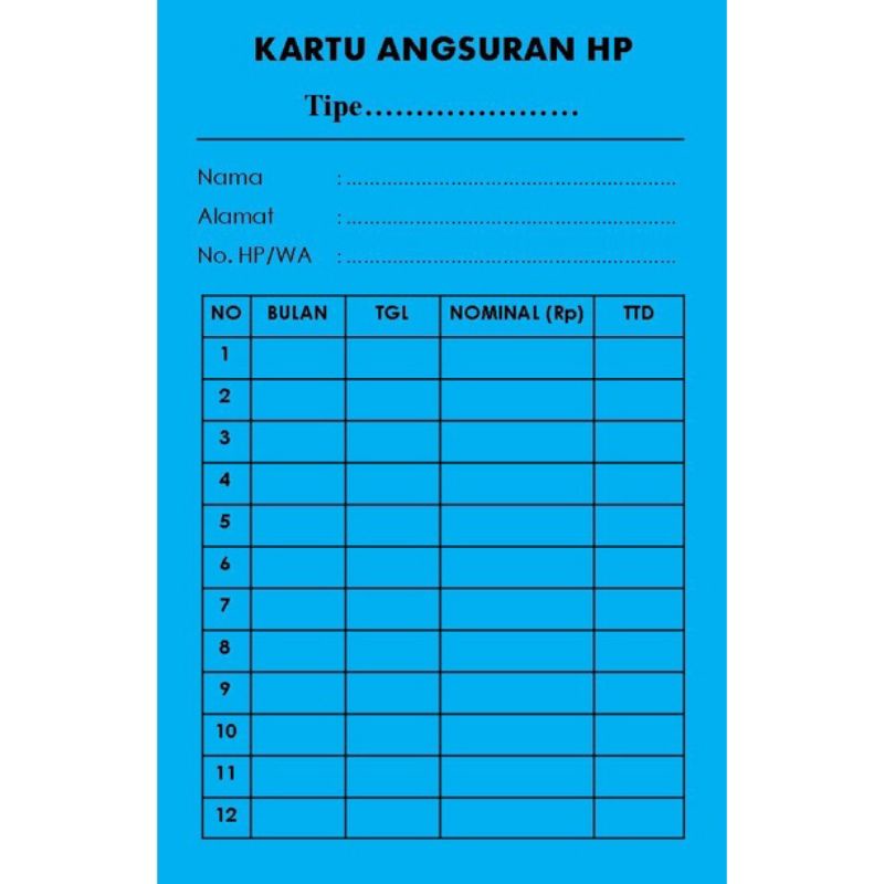 KARTU ANGSURAN HP/KREDIT HP