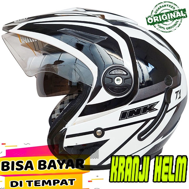 Helm / Helm half face / Helm ink t1 #1 white antrachite termurah