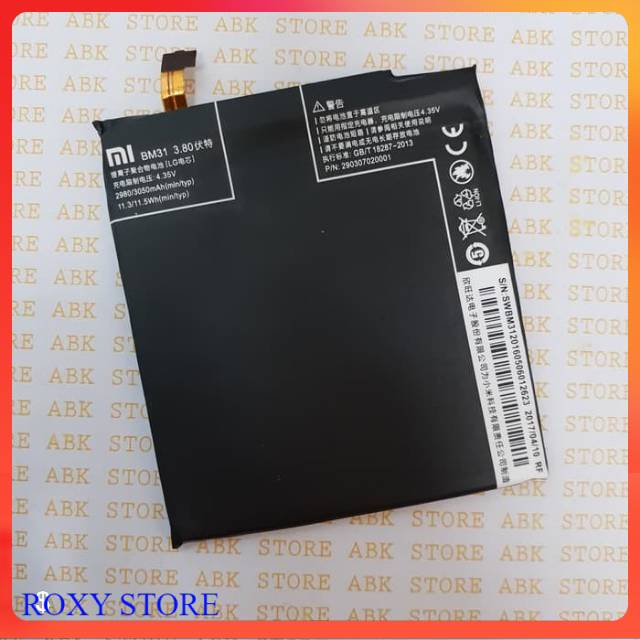 BATTERY BATERAI XIAOMI MI3 MI3W MI 3 BM31 ORIGINAL