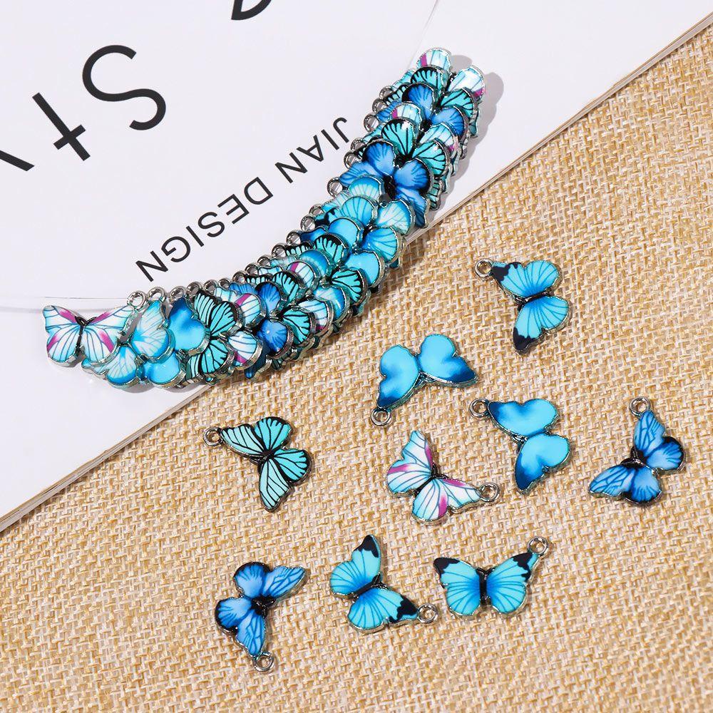 Lily 10PCS Butterfly Charms Fashion Membuat Kalung Gelang Liontin Hewan