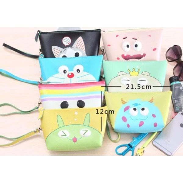 Tas kosmetik pouch Korea Motif Kartun Lucu