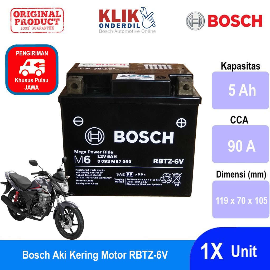 Bosch Aki Kering Motor Honda Cb 150 R Maintenance Free Agm Rbtz 6v