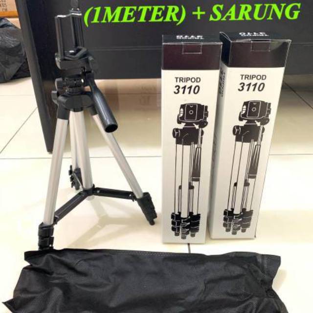 Tripod 3110 1 meter . Tripod HP dan kamera free holder U dan tas tripod . Tongsis