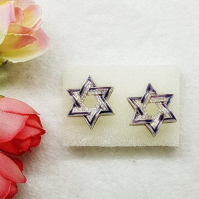 Anting Tindik Bintang Daud Perak Silver Sterling Israel Aksesoris Messianic Judaica Profetik