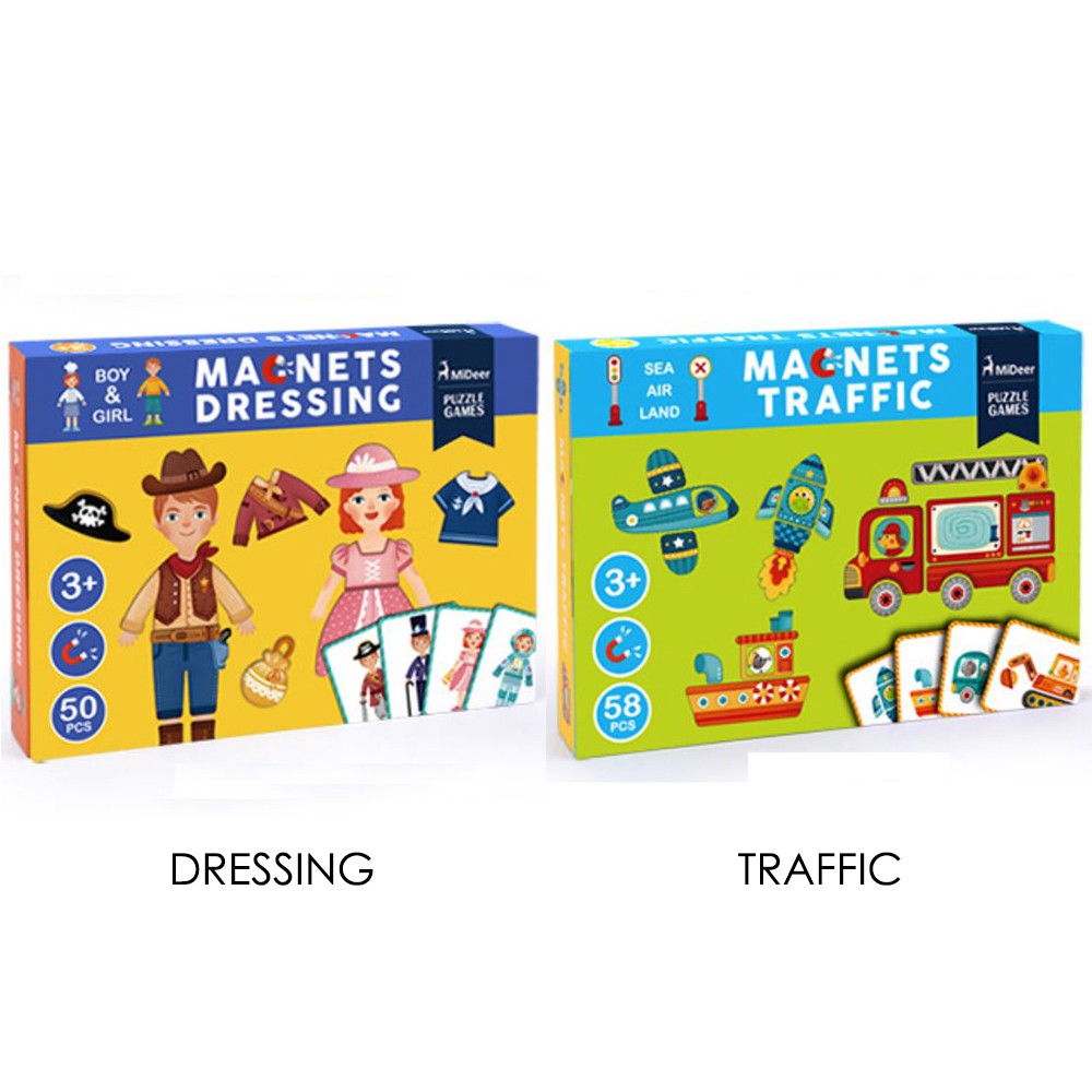 Mideer Magnets Dessing Traffic Puzzle Magnet Magnetic Mainan Edukasi Anak Bayi Pakaian Lalu Lintas