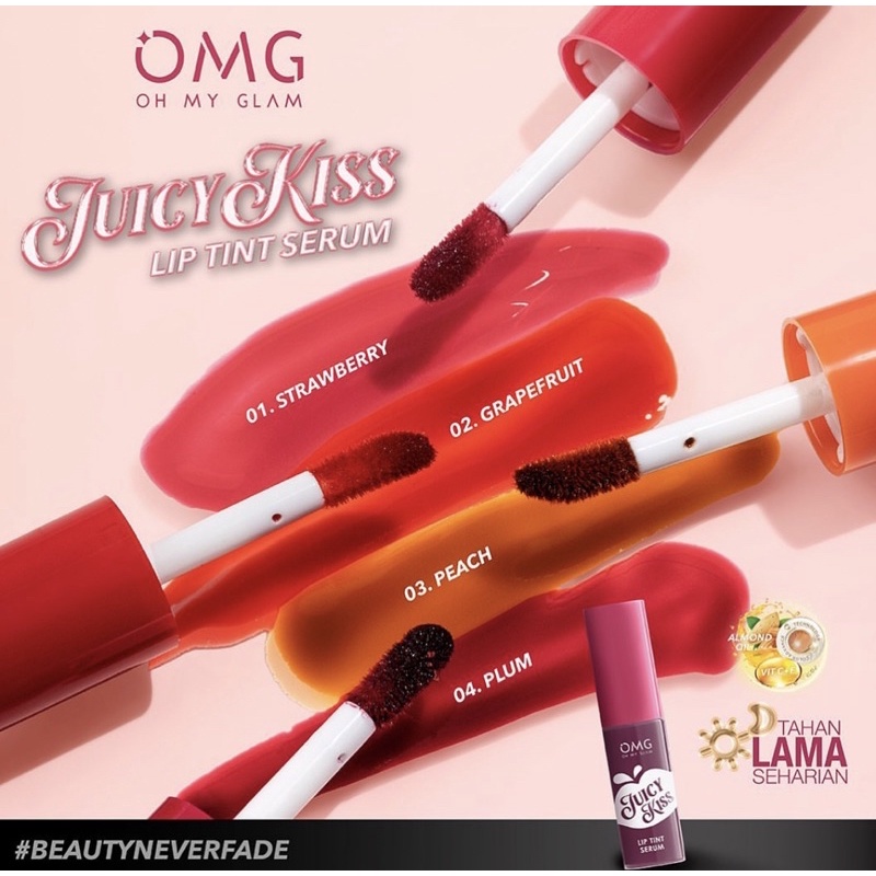 【Official Outlet】 OMG - Oh My Glam Matte Kiss Lipcream Juice Kiss Liptint Serum Lipstik Lipstick Lipcare Lipserum Pewarna Melembabkan Menutrisi Bervolume Lomg Lasting Waterproof Transferproof Bibir Sehat Alami Viral BPOM