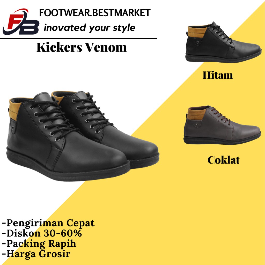 BOOTS PRIA Sepatu Kickers Atlon Semi Boots Casual Kerja Kulit Sintetis Murah [BISA COD]