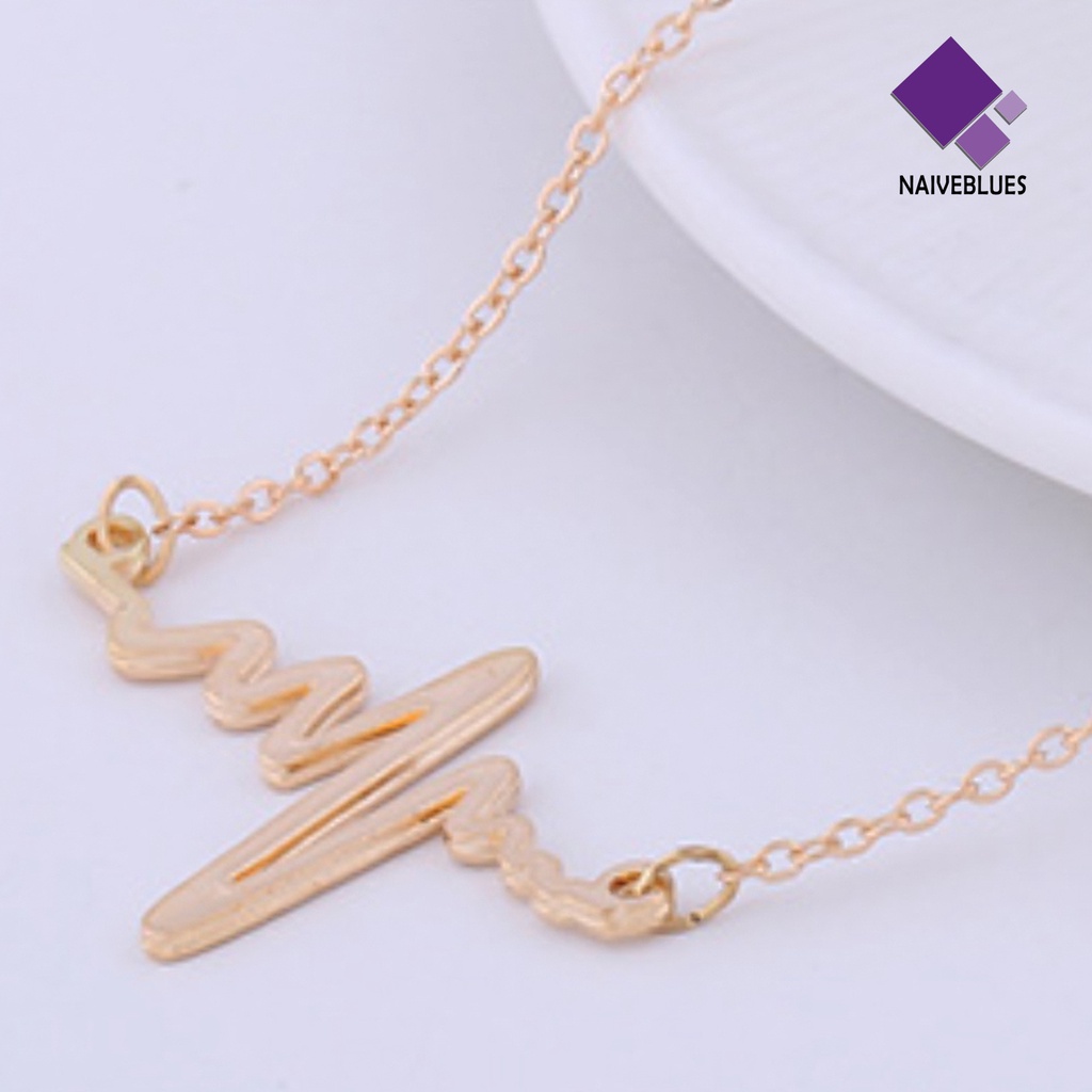 Kalung Desain Detak Jantung Rhythm Bahan Alloy Untuk Wanita
