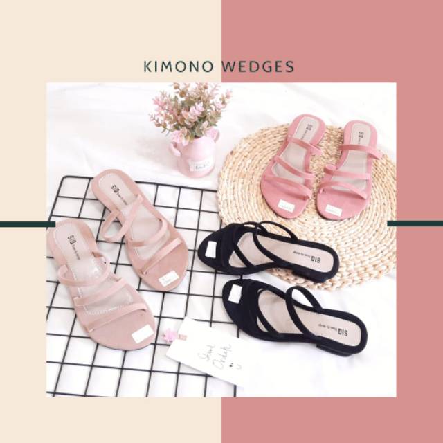 KIMONO WEDGES WEDGES WANITA FASHION WANITA SANDAL  WEDGES 