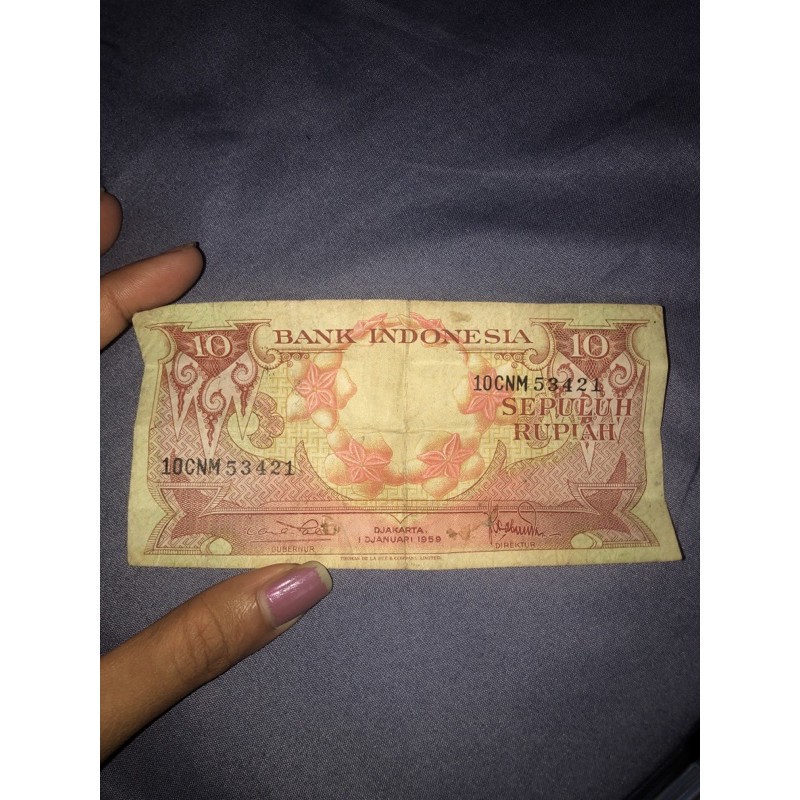 Uang Kuno 10rupiah tahun 1959