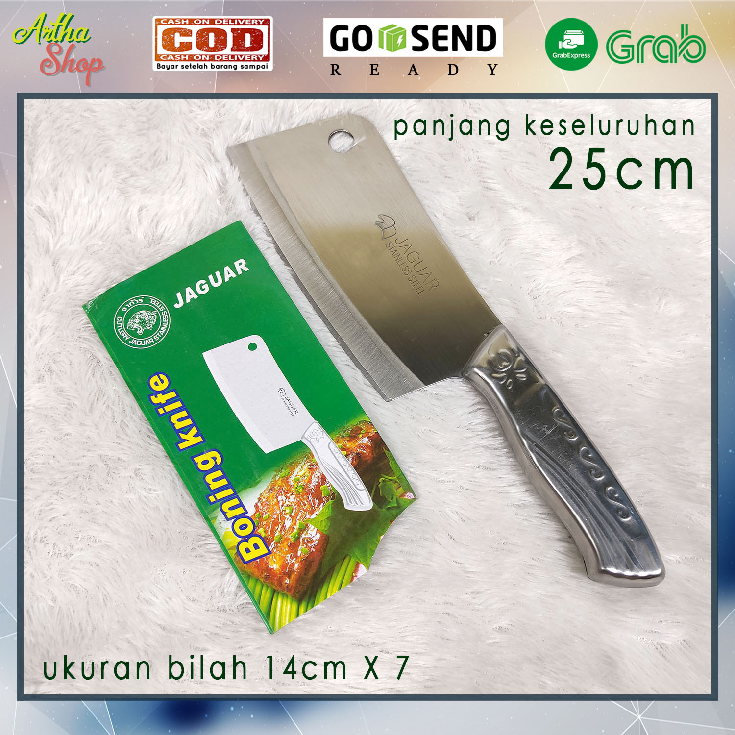 Golok Daging Jaguar / Pisau Cincang Tulang / Pisau Daging Serbaguna