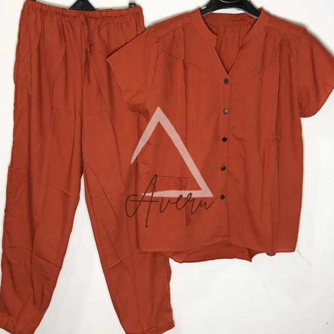 Baju Tidur Wanita Piyama Setelan Rayon CP Celana Panjang - Polos