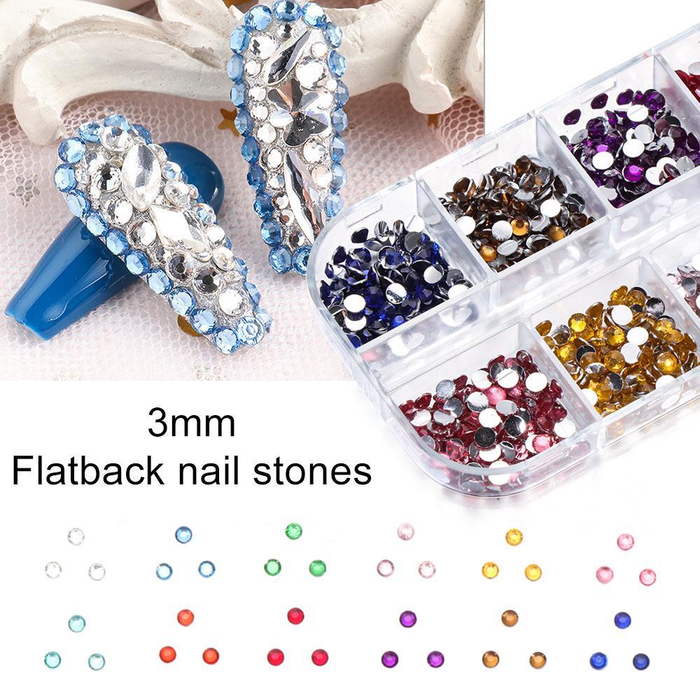 R-flower Nail Rhinestones Untuk Aksesoris Manicure Desain Manik-Manik Warna-Warni Jelly Permata Batu Kuku