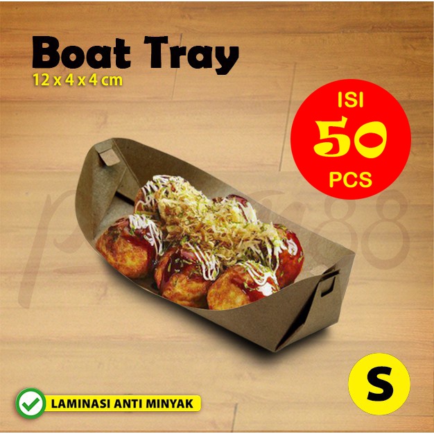 Boat Tray - Food Tray - Tako Tray | KRAFT COKLAT | S - (50 Pcs)