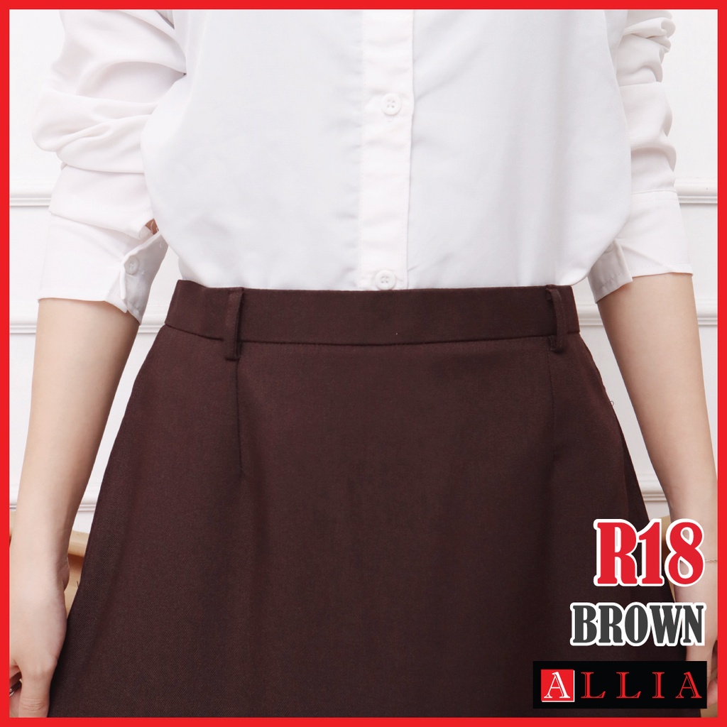 ALLIA R18 - BROWN M - 7L - Rok A Wanita - Rok Panjang Wanita - Rok kerja wanita - ROK Putih