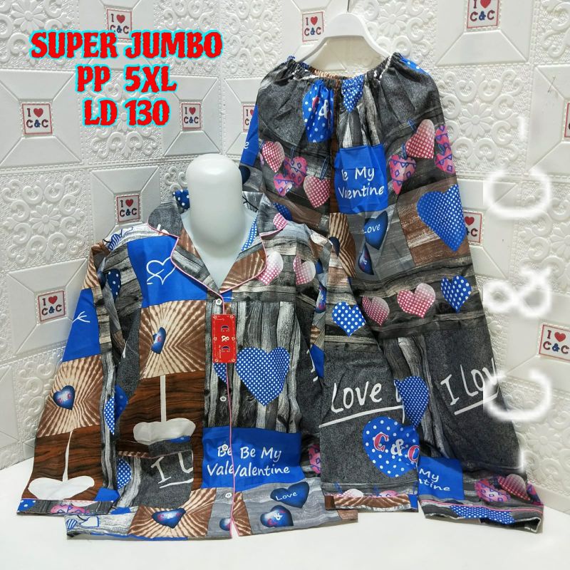 BAJU TIDUR PIYAMA/PP SUPER JUMBO 5XL/LD 130-Love CNC