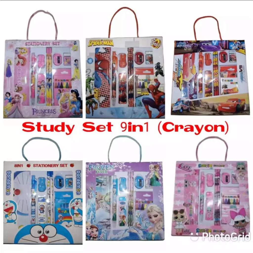 STUDY SET MIX 9 IN 1 (CRAYON) KARAKTER KARTUN